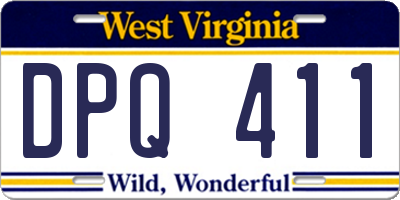 WV license plate DPQ411