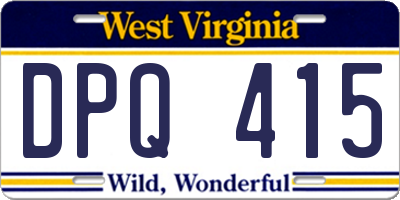 WV license plate DPQ415