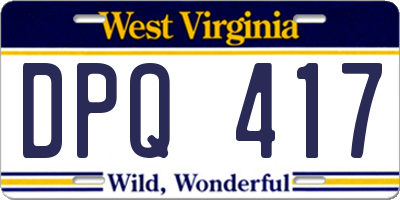 WV license plate DPQ417