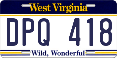 WV license plate DPQ418