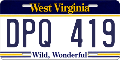 WV license plate DPQ419