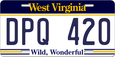 WV license plate DPQ420