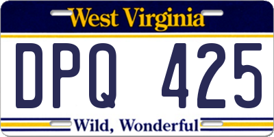 WV license plate DPQ425