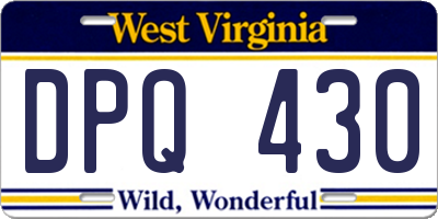 WV license plate DPQ430
