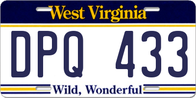 WV license plate DPQ433