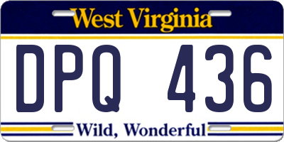 WV license plate DPQ436