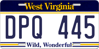 WV license plate DPQ445