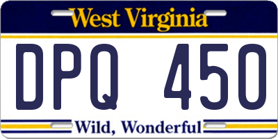 WV license plate DPQ450