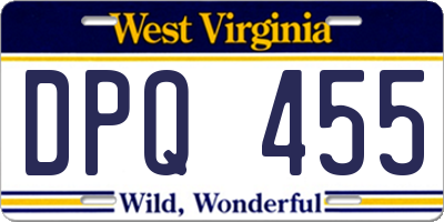 WV license plate DPQ455