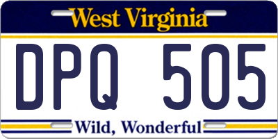 WV license plate DPQ505