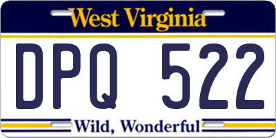 WV license plate DPQ522