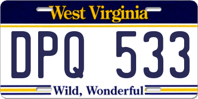 WV license plate DPQ533