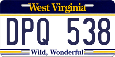 WV license plate DPQ538