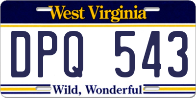 WV license plate DPQ543