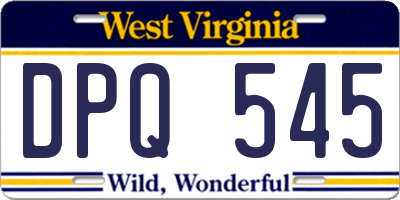 WV license plate DPQ545
