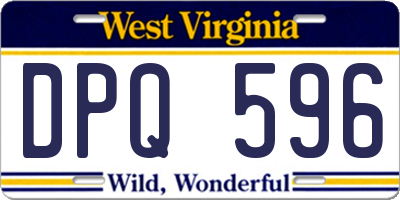 WV license plate DPQ596
