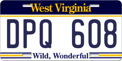WV license plate DPQ608