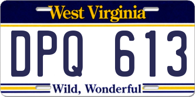 WV license plate DPQ613