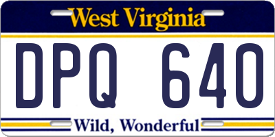 WV license plate DPQ640