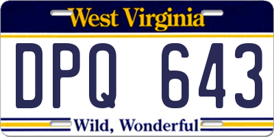 WV license plate DPQ643