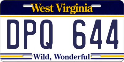 WV license plate DPQ644
