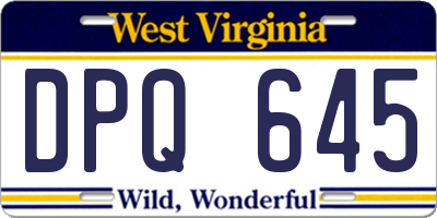 WV license plate DPQ645