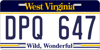 WV license plate DPQ647
