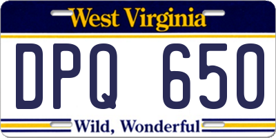 WV license plate DPQ650