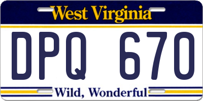 WV license plate DPQ670