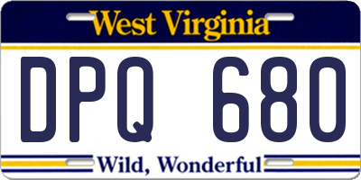 WV license plate DPQ680