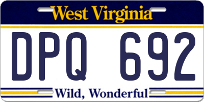 WV license plate DPQ692
