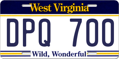 WV license plate DPQ700