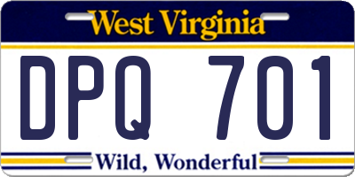 WV license plate DPQ701