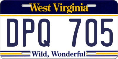 WV license plate DPQ705