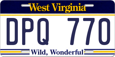 WV license plate DPQ770