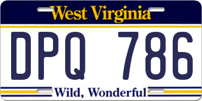 WV license plate DPQ786