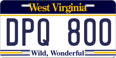 WV license plate DPQ800