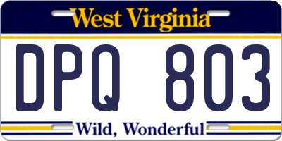 WV license plate DPQ803