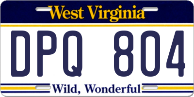WV license plate DPQ804
