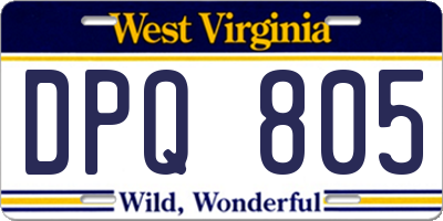 WV license plate DPQ805
