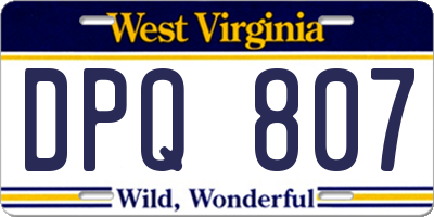 WV license plate DPQ807