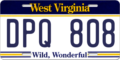 WV license plate DPQ808