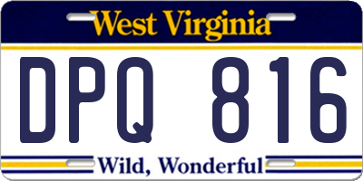 WV license plate DPQ816