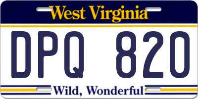 WV license plate DPQ820