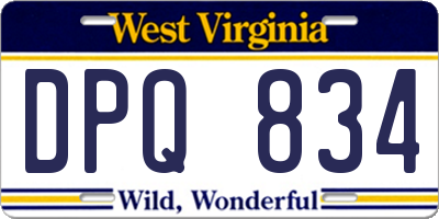 WV license plate DPQ834