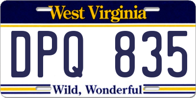 WV license plate DPQ835