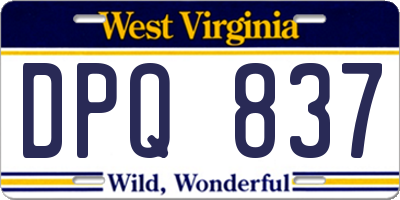 WV license plate DPQ837