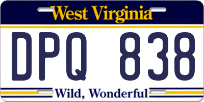 WV license plate DPQ838