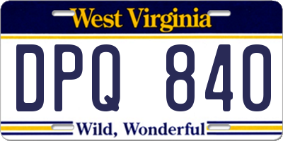 WV license plate DPQ840