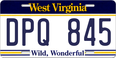 WV license plate DPQ845
